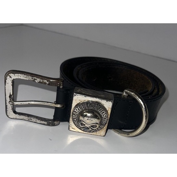 Harley-Davidson Other - Harley Davidson Mens Black Leather Belt Vintage Made in USA Willie G Skull 38